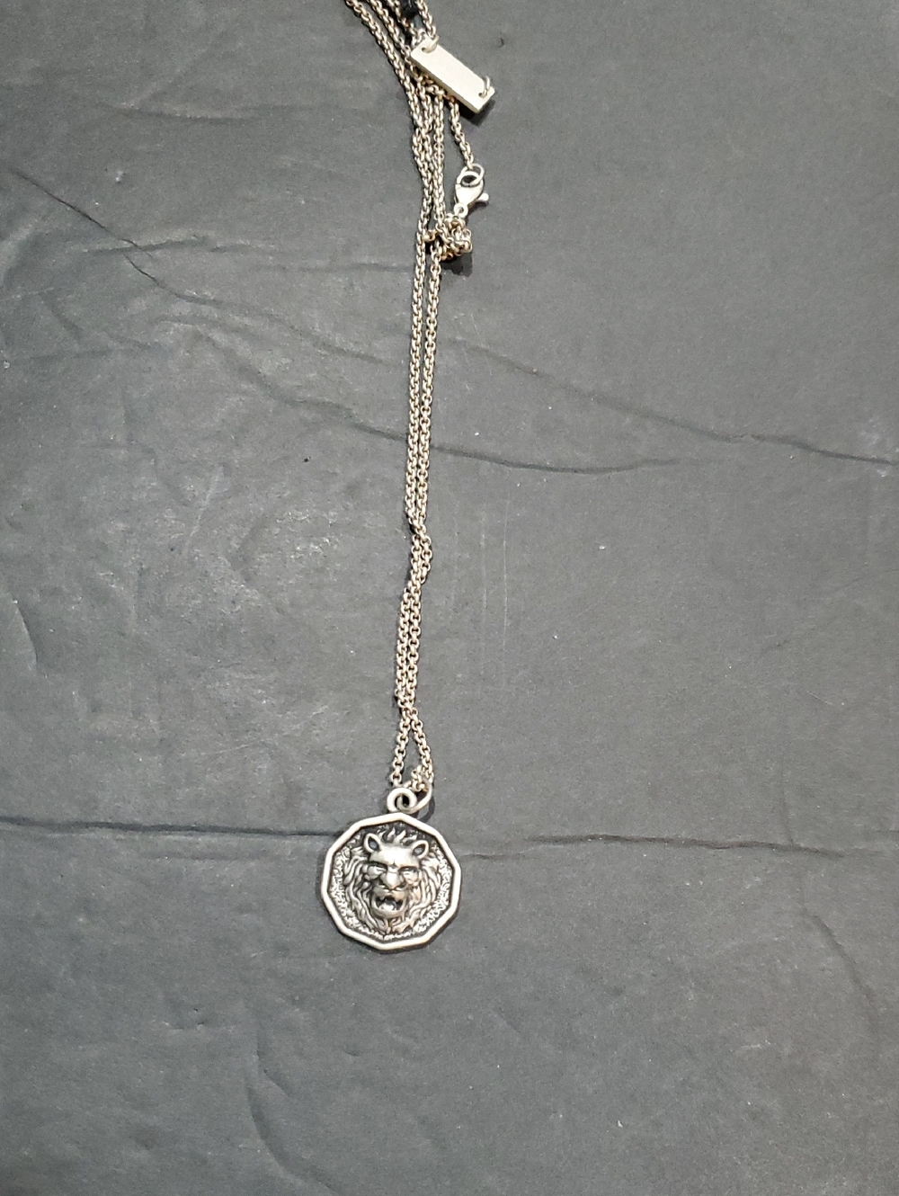 Steve Madden Men's Oxidized Lion Head‎ Coin Pendant Stainless steel Necklace new